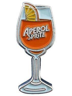 New! Aperol Spritz Enamel Lapel Pin - Italian Summer Cocktail Cloisonné